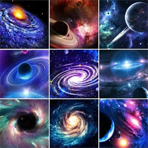 HUACAN Full Square Diamond Painting Space 5D DIY Diamond Embroidery Landscape Universe Mosaic Cross Stitch Kit Home Decor