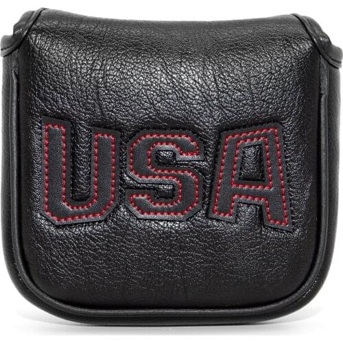 Golf Mallet Putter Cover Golf Club Head Cover for Putter Premoum PU Leather USA Applique and Magnetic Closure