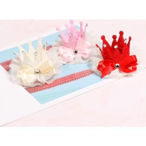 Dog Grooming Crown Kids Cat dog Hair Clip Small Pog Grooming Accessories Dog Lace Hair Ornaments SN427