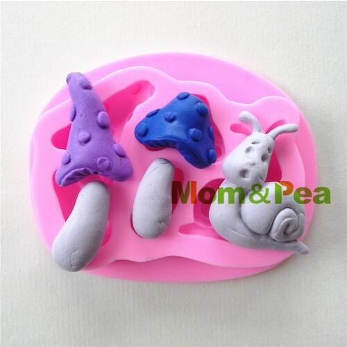 Mom&Pea 0911 Free Shipping Mushroom & Snail Shaped Silicone Mold Cake Decoration Fondant Cake 3D Mold Food Grade