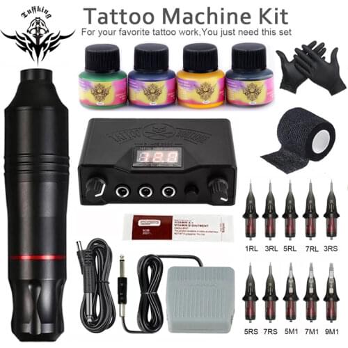 Professional Tattoo Machine Set Rotary Gun Tattoo Pen Cartridges Needles Sets Permanent Makeup Machine Body Art Tattoo Supplies