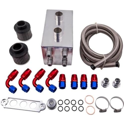 Oil Catch Can Breather with Hose Kit For Honda Civic Acura S2000 Aluminum New 4 Port 10AN