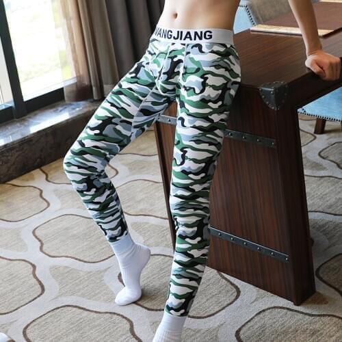 Male underwear Camouflage print long johns thermal underwear plus velvet autumn and winter cotton long johns