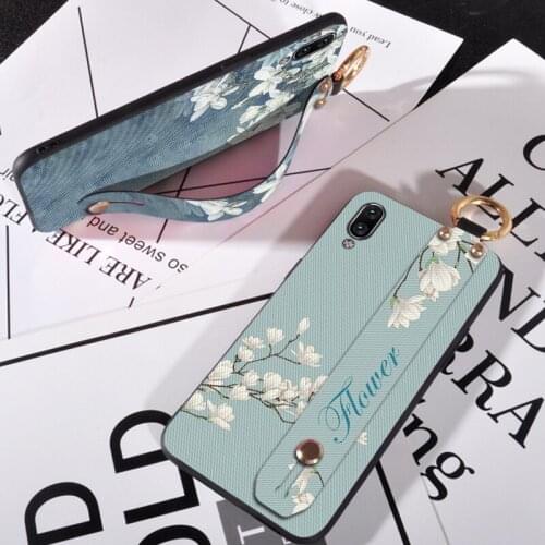 Flowers Soft Silicone Case For Vivo V11 Pro V11i TPU Wrist Strap Cover For Vivo Z1 Pro Z5X U1 U3 YT11 Y17 Y19 2019