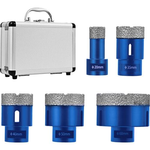 5 Pcs Diamond Core Bits Set Drill Bit Perforating Cutting Diameters Used For Drilling Ceramic Tiles Granite Pebbles Marble