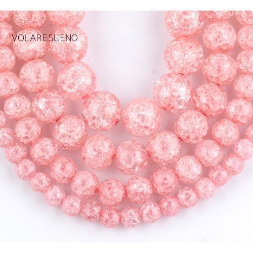 Natural Wine Red Snow Cracked Crystal Round Loose Beads For Jewelry Making 6-12mm Spacer Beads Fit Diy Bracelet Necklace 15"