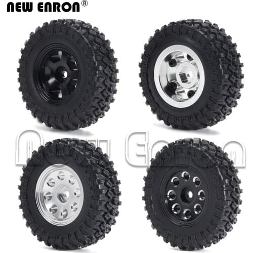 NEW ENRON 4PCS 1:24 Beadlock Micro Crawler Wheel Rims Tires Set 1.0" for 1/24 RC Crawler Car Axial SCX24 90081 AXI00001