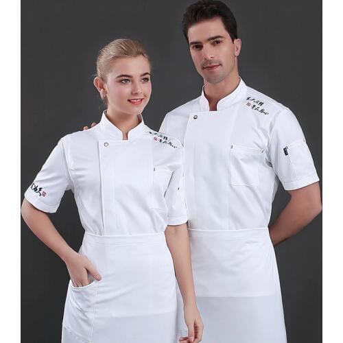 Wholesale Short Sleeve Breathable Cook Wear Chef Jacket Unisex Kitchen Chef Uniform Bakery Hotel Food Service Work Chef Uniform