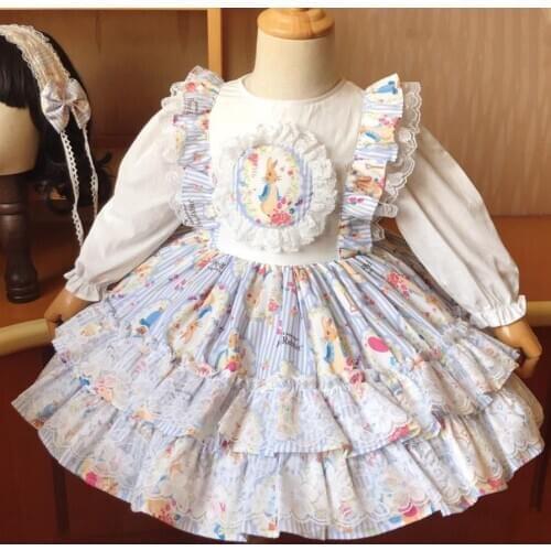 Autumn Spain Girls Cotton Sweet Lolita Princess Dress Kids Christmas ball gown Dress