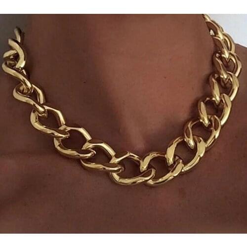 Fashion Asymmetric Lock Necklace for Women Twist Gold Silver Color Chunky Thick Lock Choker Chain Necklaces Party Jewelry