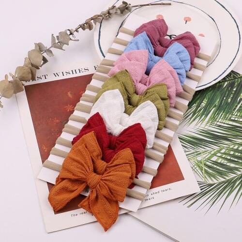 8.5 CM Lovely Handmade Bows Elastic Headband Solid Color Bowknot Princess Hairband Sweet Kids Hair Accessories Infant Headwear