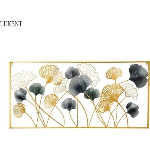 Simple and Modern Ginkgo Leaf Wall Hanging Living Room Study Model Room Pendant Background Wall Wrought Iron Wall Decoration