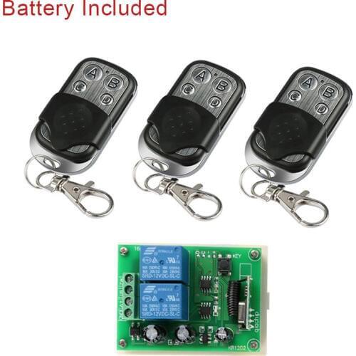 QIACHIP 433Mhz Wireless RF Switch DC 12V 2CH RF Relay Receiver Module + 433 Mhz Remote Control For DC Motor Reverse Controller