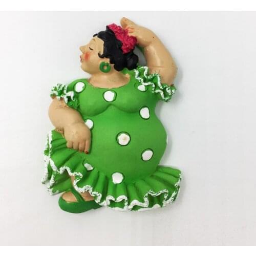QIQIPP Spain Creative Travel Souvenir Gift Three-dimensional Flamenco Dance Fat Girl Magnetic Sticker Fridge Magnet