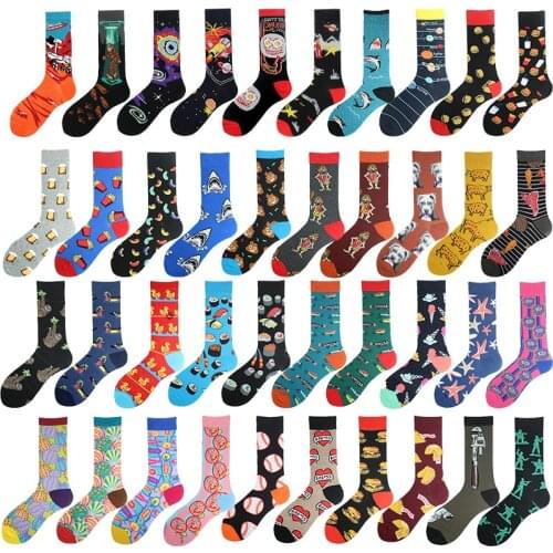 Sushi Beef Shark Beer Design Hip Hop Funny Socks Men Happy Soldier Planet Crew Socks Harajuku Big Size Sokken Unisex Skateboard