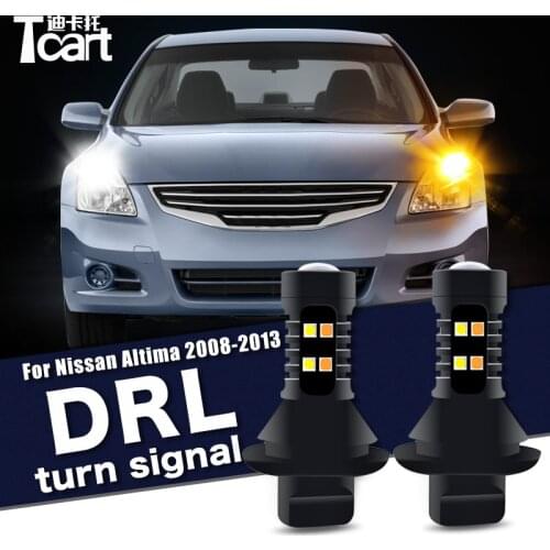 2Pcs Led drl Daytime Running Light Turn Lights 2IN1 Car accessories For Nissan Altima (l32) 2008-2012