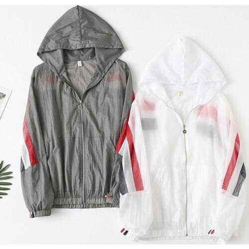 Zip Up Women Korean Style Hoodies For Girls Top Vintage Solid Long Sleeve Oversized Summer Sweatshirt Jacket Sunproof Coats