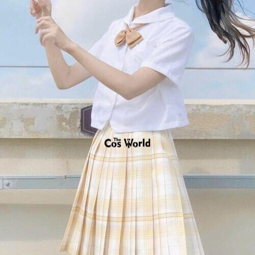 [Yellow Duck] Japanese Girls Summer High Waist Pleated Skirts Plaid Skirts For JK School Uniform Students Cloths