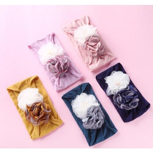 1pcs Printed Headband for Baby Girl Flower Big Bow Hairband Elastic Nylon Head Wraps for New Born Baby Hair Accessories