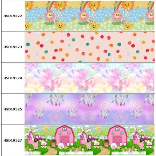 10yard New Animal Cow Feathers Dot Cartoon Grosgrain Ribbon Accessory Hairbow Headwear Decoration DIY Wholesale OEM 38MM 75MM