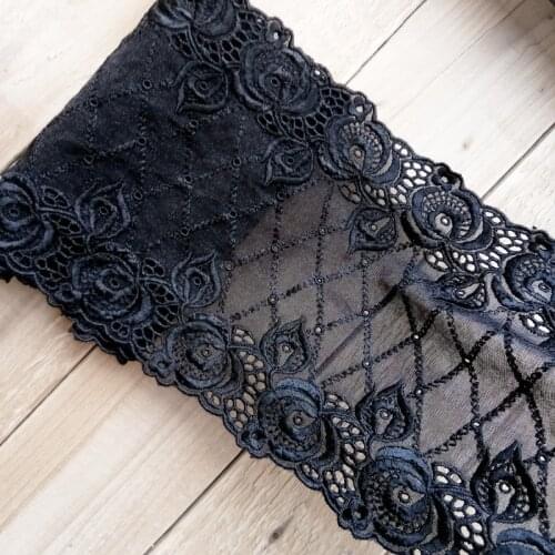 14M Black Flower Bilateral Embroidered Lace Fabric Trim Edge Ribbons DIY Sewing Handmade Bra Underwear Sofa Materials