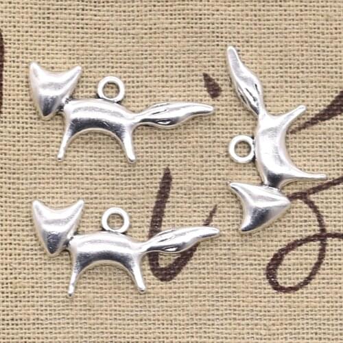 15pcs Charms Lovely Fox 15x28mm Antique Making Pendant fit,Vintage Tibetan Silver color,DIY Handmade Jewelry