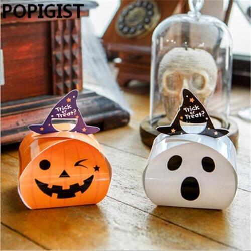 30pcs Halloween Pumpkin Candy Bag Cute Kid Candy Box Bags Mini Halloween Gift Candy Paper Box For Party Decoration