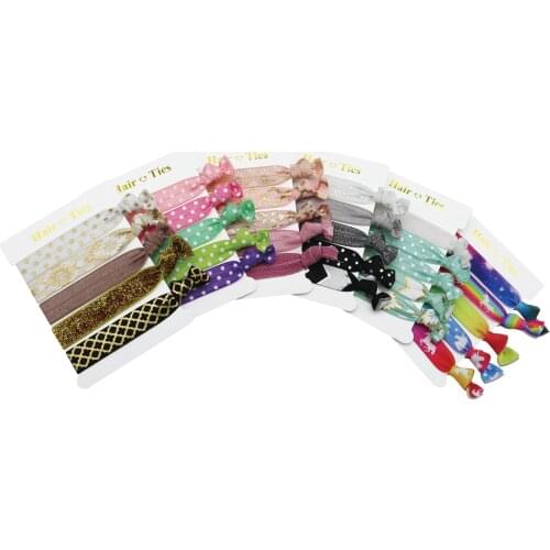 5/8'' new design printed knotted hair ties 5sets/lot(5pcs per set,25pcs in total)