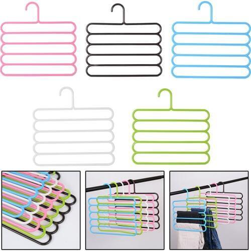 5 layers Pants Rack Hanger Storage Trousers Clothes Drying Hanger Multifunction Towel Wardrobe Multiple Layer Ties Scarves Rac