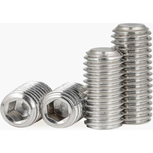 50pcs/Lot din913 Metric Thread M2 M2.5 M3 m4 m5 m6 Stainless Steel Flat Point Grub screw Hex Socket Set Screws