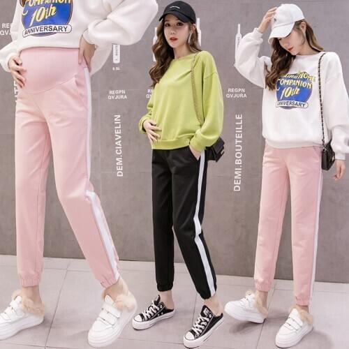 9918# Maternity Pants Spring Autumn Support Abdomen Sport Style Elastic Waist Belly Support Pants Maternity Trousers