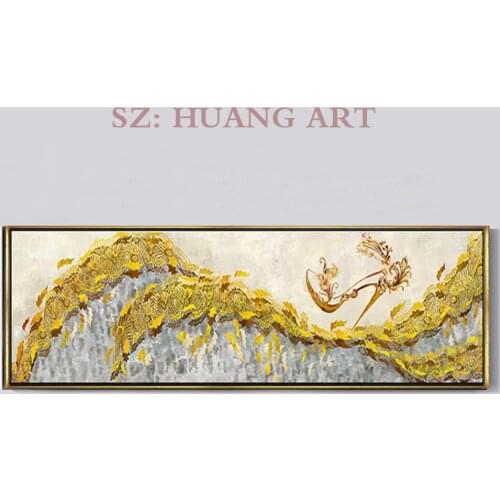 Abstract hand-painted to create a light color modern oil painting for the living room decoration of golden quality hotel