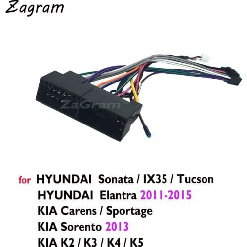 Car Radio Cable for KIA Carens/Sportage/Sorento 2013/K2/K3/K4/K5, HYUNDAI Sonata/IX35/Tucson/Elantra 2011-2015 Power Wiring Harn