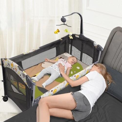 Baby Crib Newborn Splicing Large Bed Removable Portable Folding Infant Cot Bedside Bed Cradle Toddler Game Playground Baby Nest