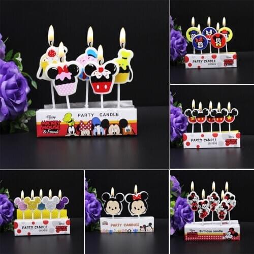Disney Cartoon Figures Mickey Minnie Pooh Bear Children Birthday Party Decorations Candles Party Cake Candles