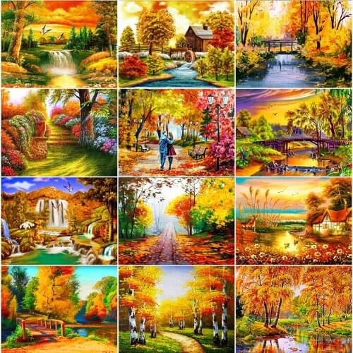 Evershine 5D DIY Diamond Embroidery Tree Full Square Diamond Painting Landscape Autumn Cross Stitch Mosaic Wall Decoration