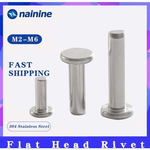 GB109 [M2 M2.5 M3 M4 M5 M6] 304 Stainless Steel Solid Rivets Knock Flat Head Rivet A128