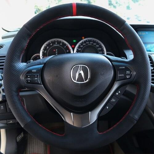 Customized for Acura CDX Tlx-l RDX Peach Like Interior Upholstery Suede Hand Sewn Leather Steering Wheel Cover Car Assessoires
