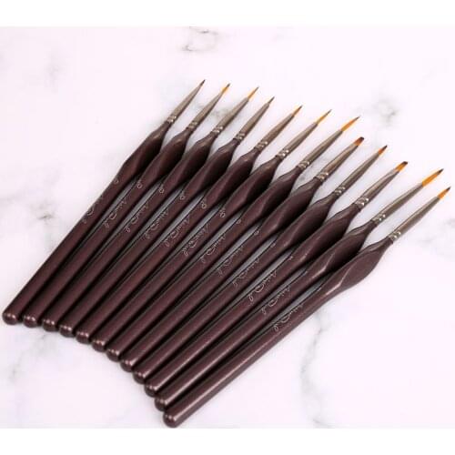 12pcs/set Scriptliner Detail Fine Paint Brushes Nylon Hair Liner Round Flat Watercolor Gouache Paintbrushes for Art Acrylic Oil