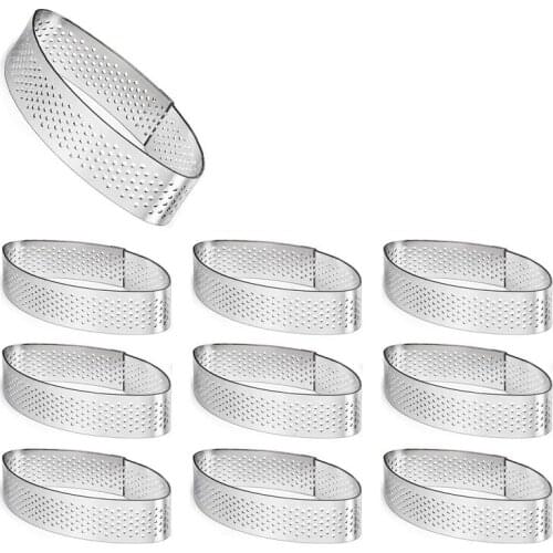 10 Pack Stainless Steel Tart Ring, Heat-Resistant Perforated Cake Mousse Ring Cake Mousse Molds Circle Cutter Pie Ring