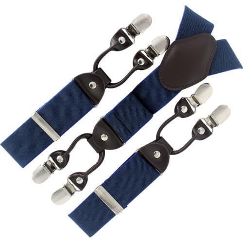 2019 leather suspenders fashion braces gift box Adjustable 6 Clips man/woman suspenders Mens Gift Wedding apparel accessories