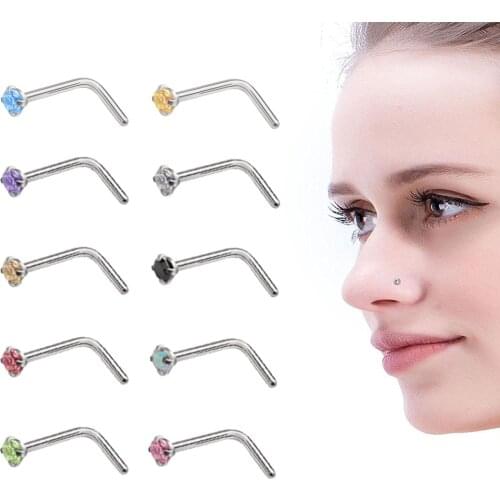 L Shape Nose Piercing Rings And Studs Surgical Steel Nase Septum Cuff Pircing Rings Nariz Gifts Woman Body Jewelry
