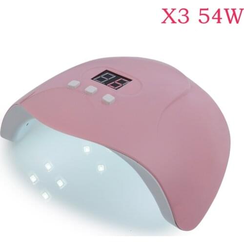 New Arrival X3 54W 18 Beads 30s 60s 90s LED UV Lamp Nail Dryer For Curing Gel Polish Nails Art Tool Manicure USB Charging Pink