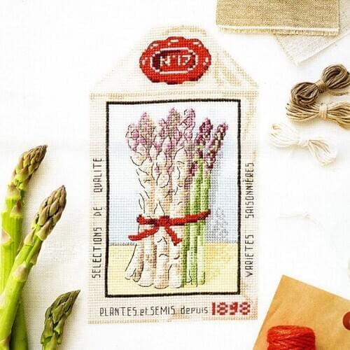 Fishxx Cross Stitch Kit VE20 Okra Asparagus Precision Printing Restaurant Hanging Paintings Hand Embroidery Decoration