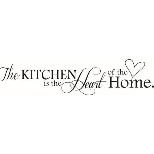 Novelty "The Kitchen Is The Heart Of The Home" DIY Removable Wall Quote Sticker for Kitchen Decor