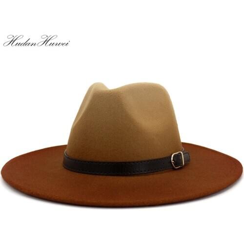 Fall Winter New Fashionable Women Men Woolen Felt Fedora Hat with Wide Brim Patinting Jazz Panama Cowboy Hat