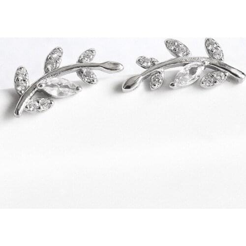 New Style Creativity Silver Plated Earrings Leaf AAA Zircon Stud Earrings Cartilage Piercing Earring Jewelry for Women Gifts