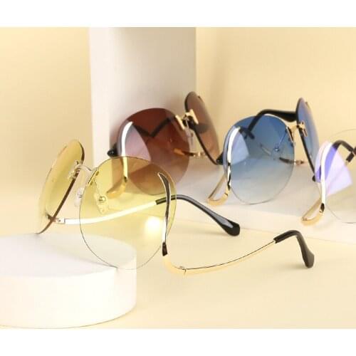 NatuweCo Oval Bold Women Sunglasses Fashion Round Blue Yellow Brown Gradient Color Lenses Sun Glasses For Girls Eyewear Eyeglass