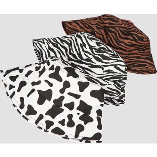 Zebra Leopard Pattern Women Bucket Hat Summer Sunscreen Hats Hip Hop Panama Beach Fisherman Sun Cap Outdoor Foldable Caps Female