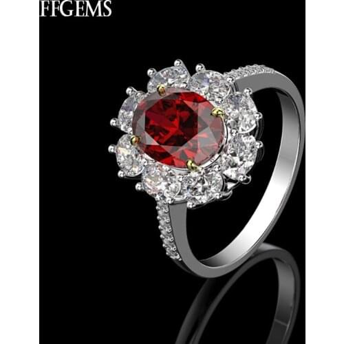 Genuine 925 Silver Ring Sterling Created Gemstone Moissanite Corundun Zircon Fine Jewelry Women Engagement Wedding Gift